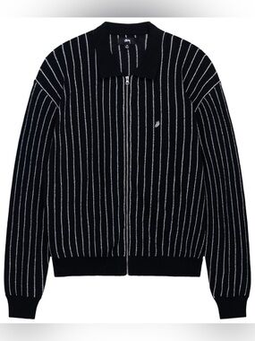Stussy Light Weight Long-Sleeve Zip Polo - 'Black Stripe' - Size XXL (Unisex)